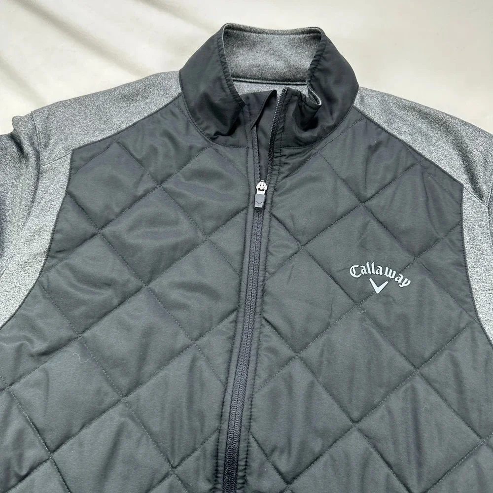 Callaway Golf‎ Weather Series Quilted Full Zip Jacket Mens Medium Gray Black